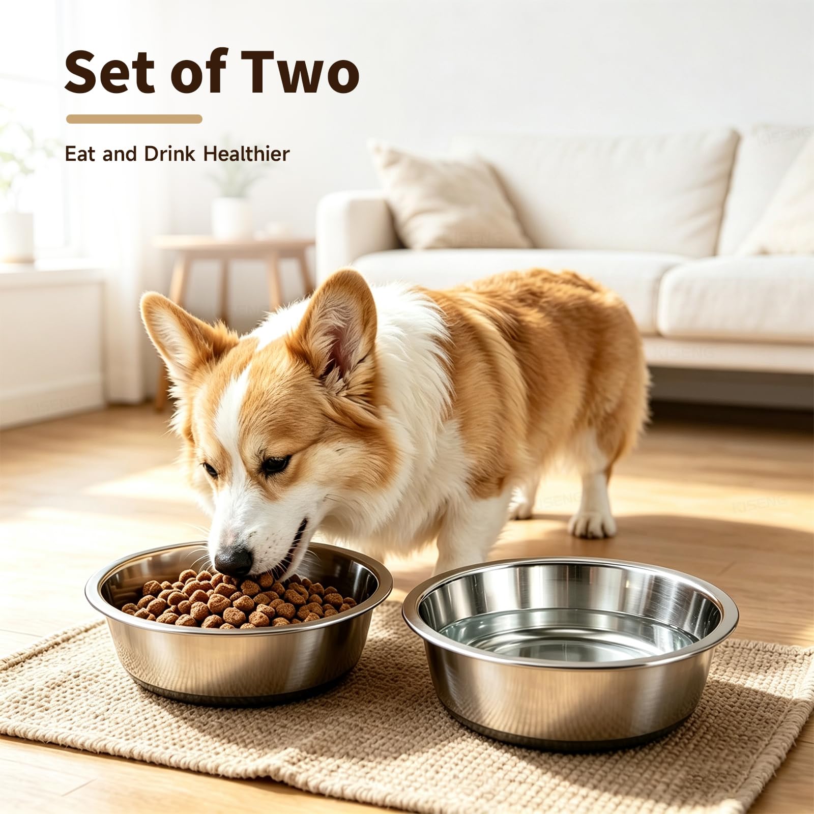 Stainless Steel Dog Bowls, 3.8 Cup, 2 Pack, Non-Slip & Durable Stable Non-Slip Base Dishwasher Safe Effortless Cleaning Space-Saving Stackable Design Dog Food And Water Bowl Set photo 4