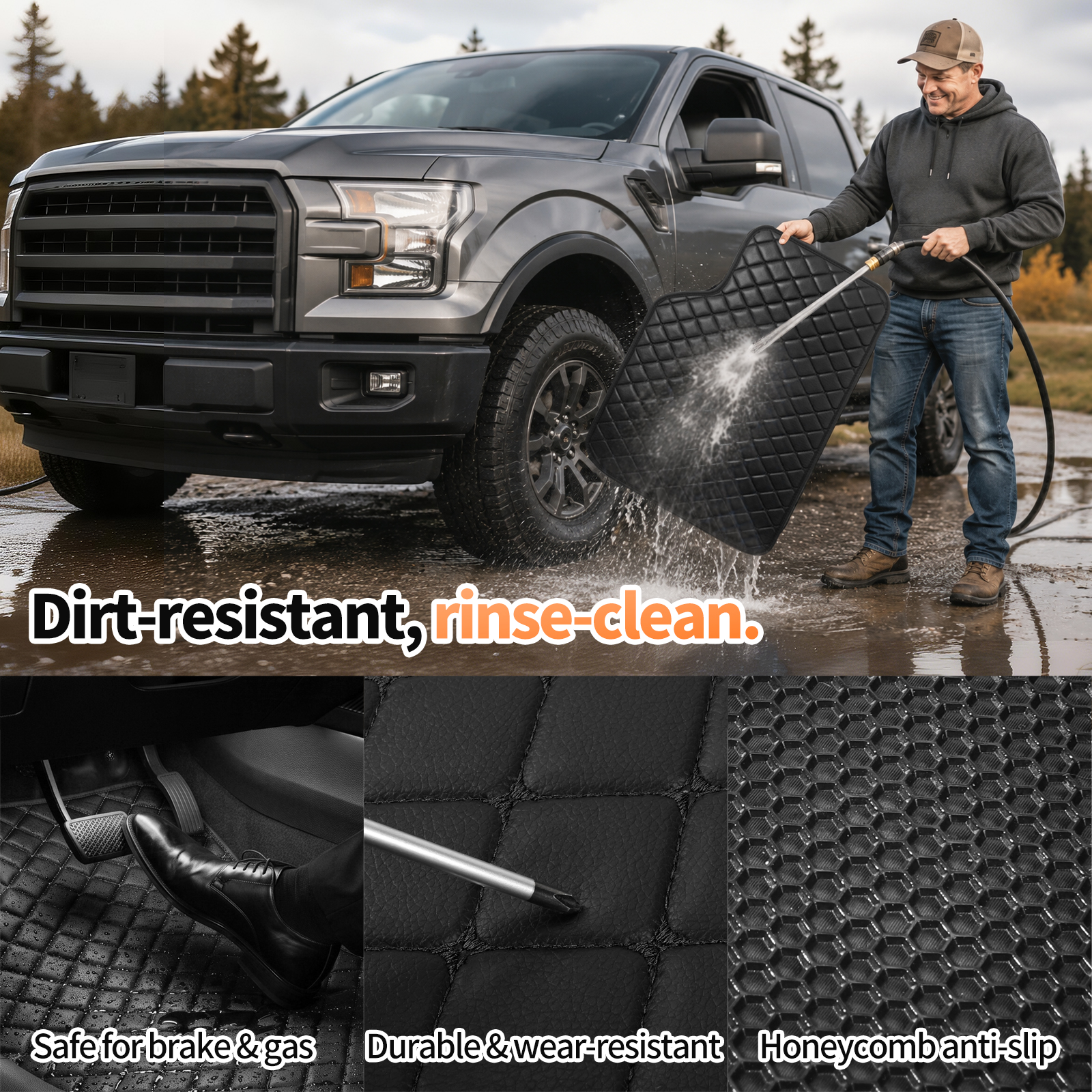 Light Luxury Nordic Minimalist Iamond Stitching Full Set Car Floor Mats, All Season Wear-Resistant Waterproof Anti-Slip Universal Auto Foot Liners For Most Sedans SUV Trucks photo 8