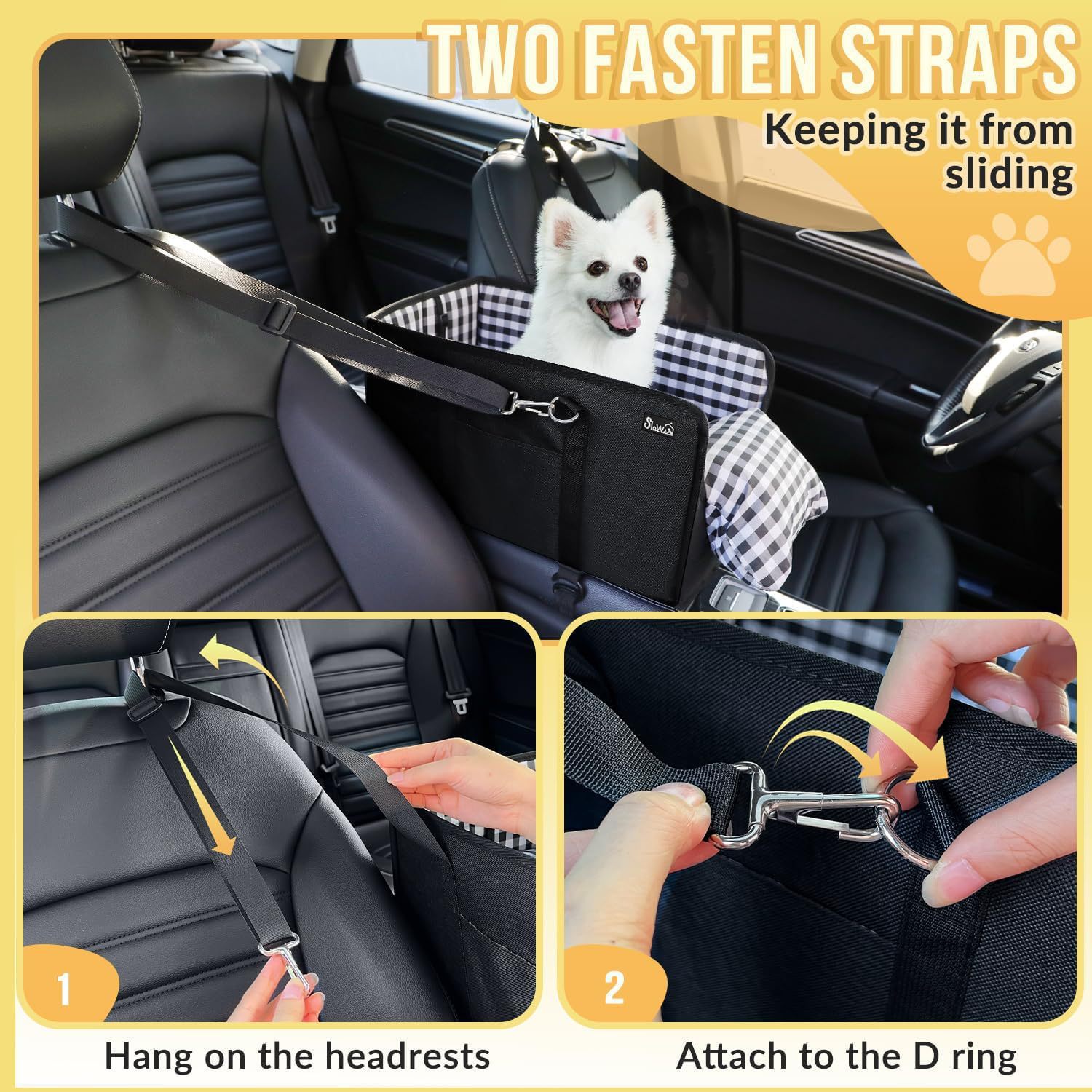 Dog Car Seat Console Booster 11lbs Anti-collapse Center Seat With Soft Cushion & Safety Belt. Portable Carrier For Small Pets. Fits Car Console photo 3
