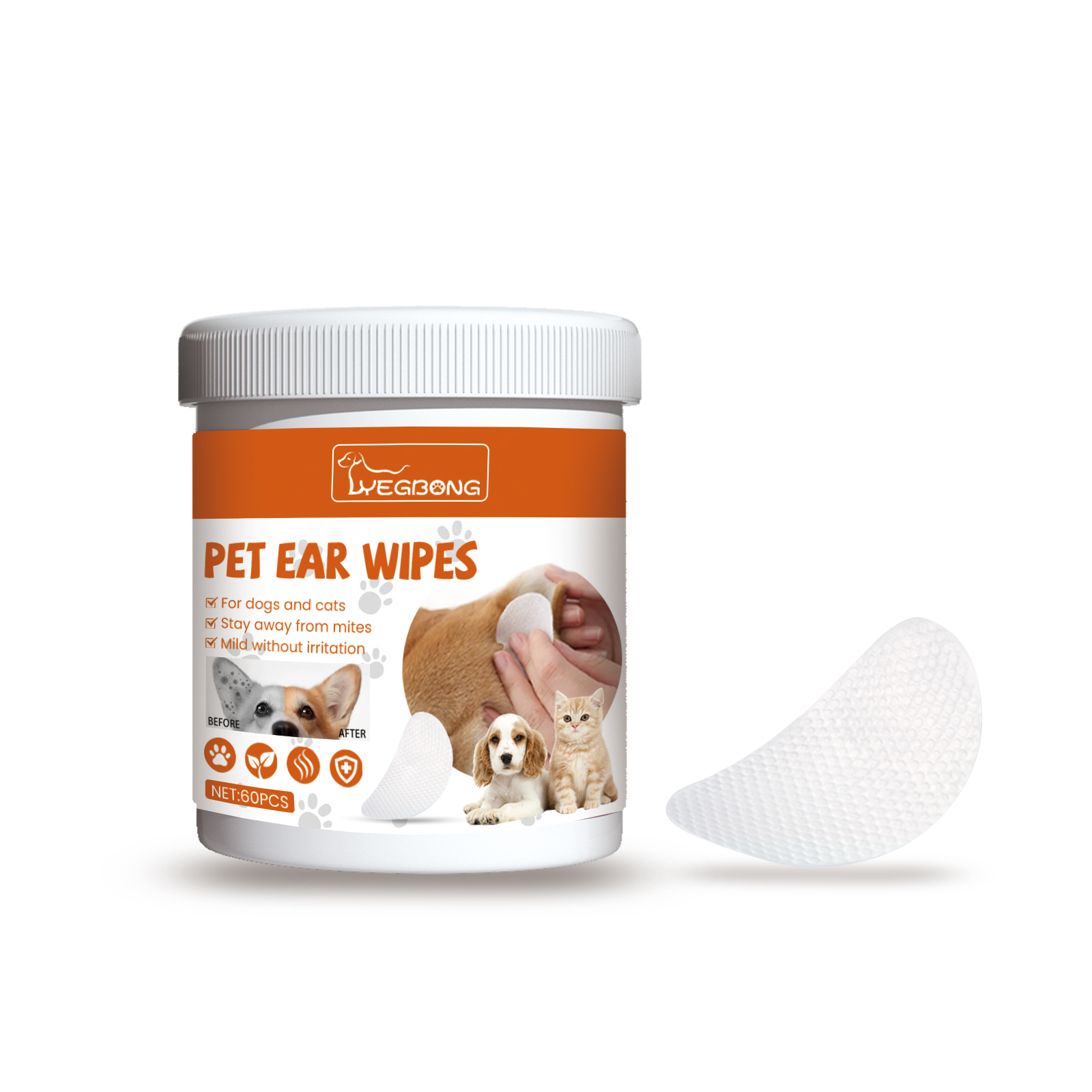Yegbong Pet Ear Wipes, Pet Ear Cleaning Deodorizing Removing Mite And Earwax Cleaning Wipes photo 4