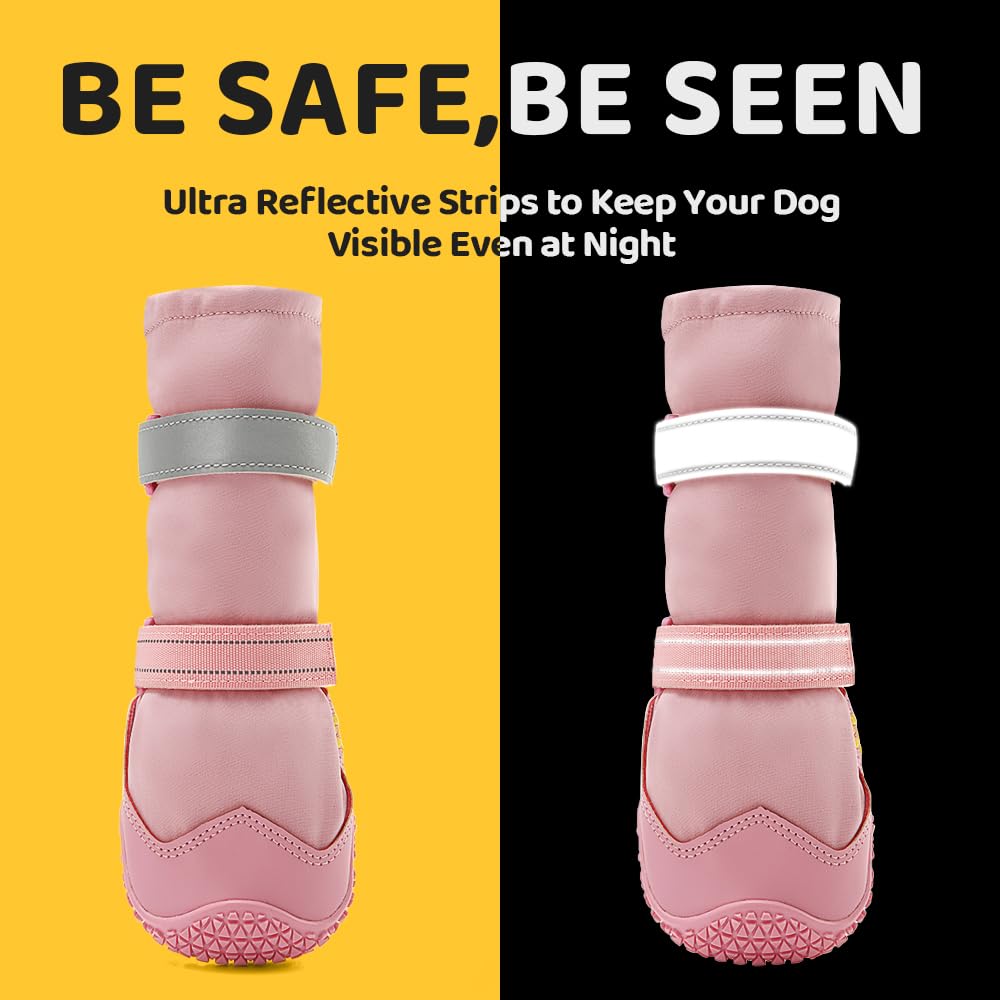 Dog Shoes For Dogs, Dog Booties For Dogs, Anti-Slip Dog Boots & Paw Protectors For Hot Pavement Winter Snow Hiking With Reflective Straps photo 8