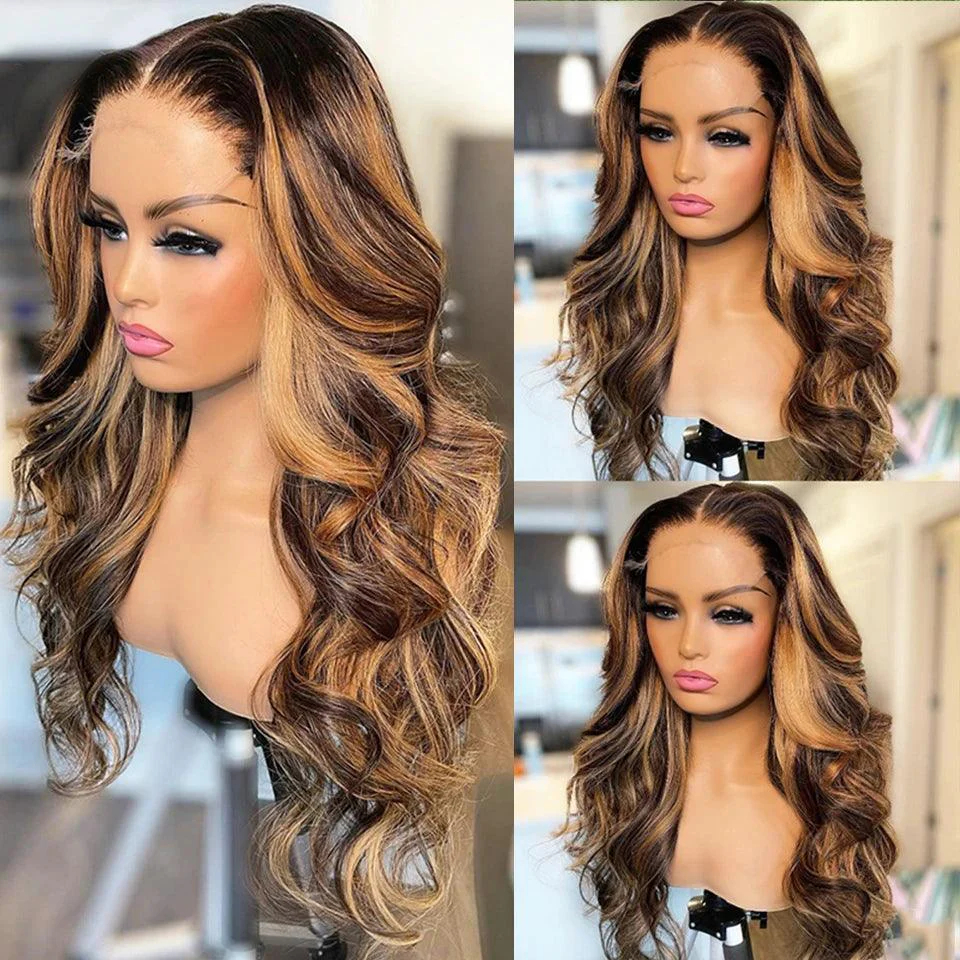 13x4 Lace Front Body Wave Human Hair Wig P4 27, Density photo 4