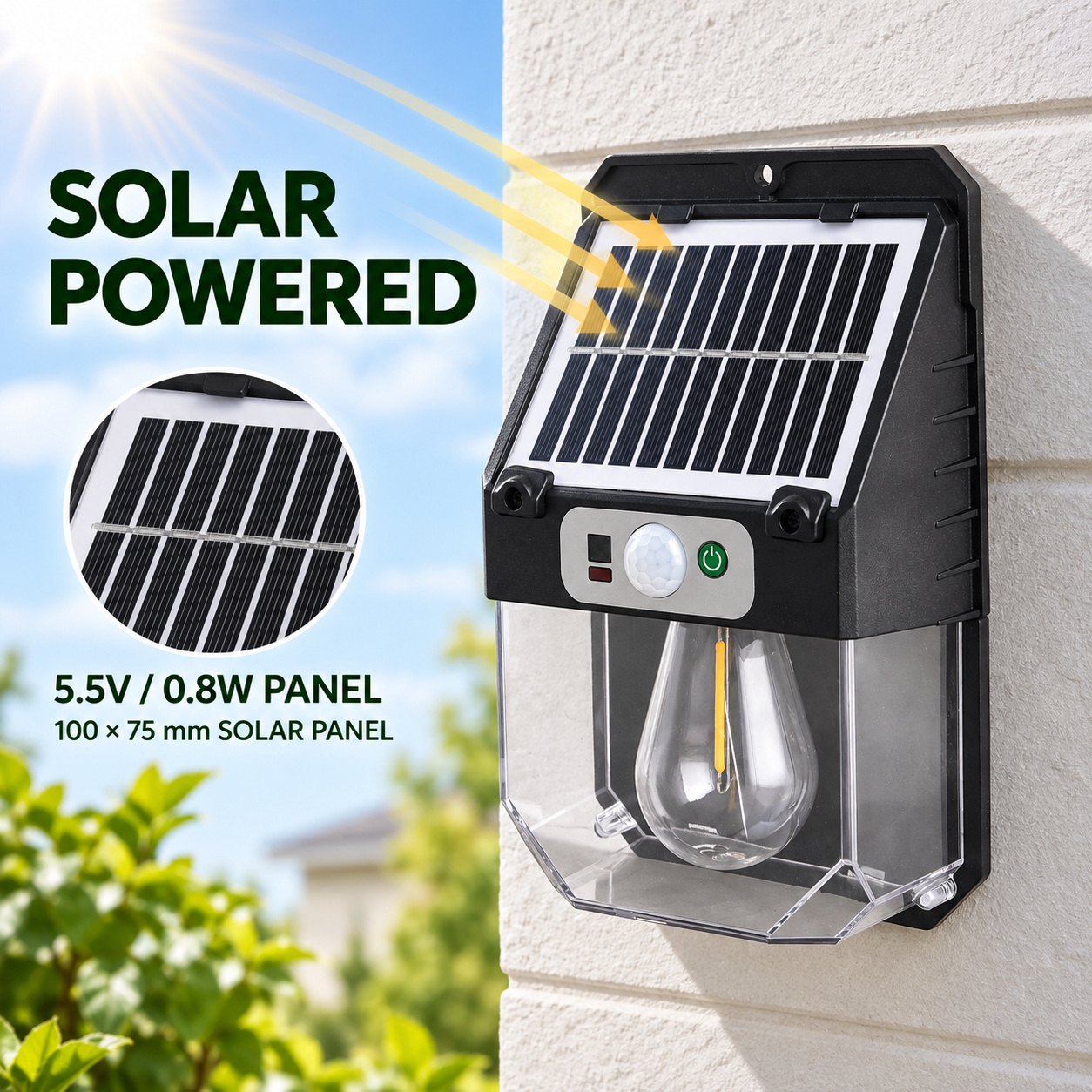 Solar Powered Rechargeable Motion Sensor LED Work Light 1200mAh For Auto W7116 1 4 Hour photo 2
