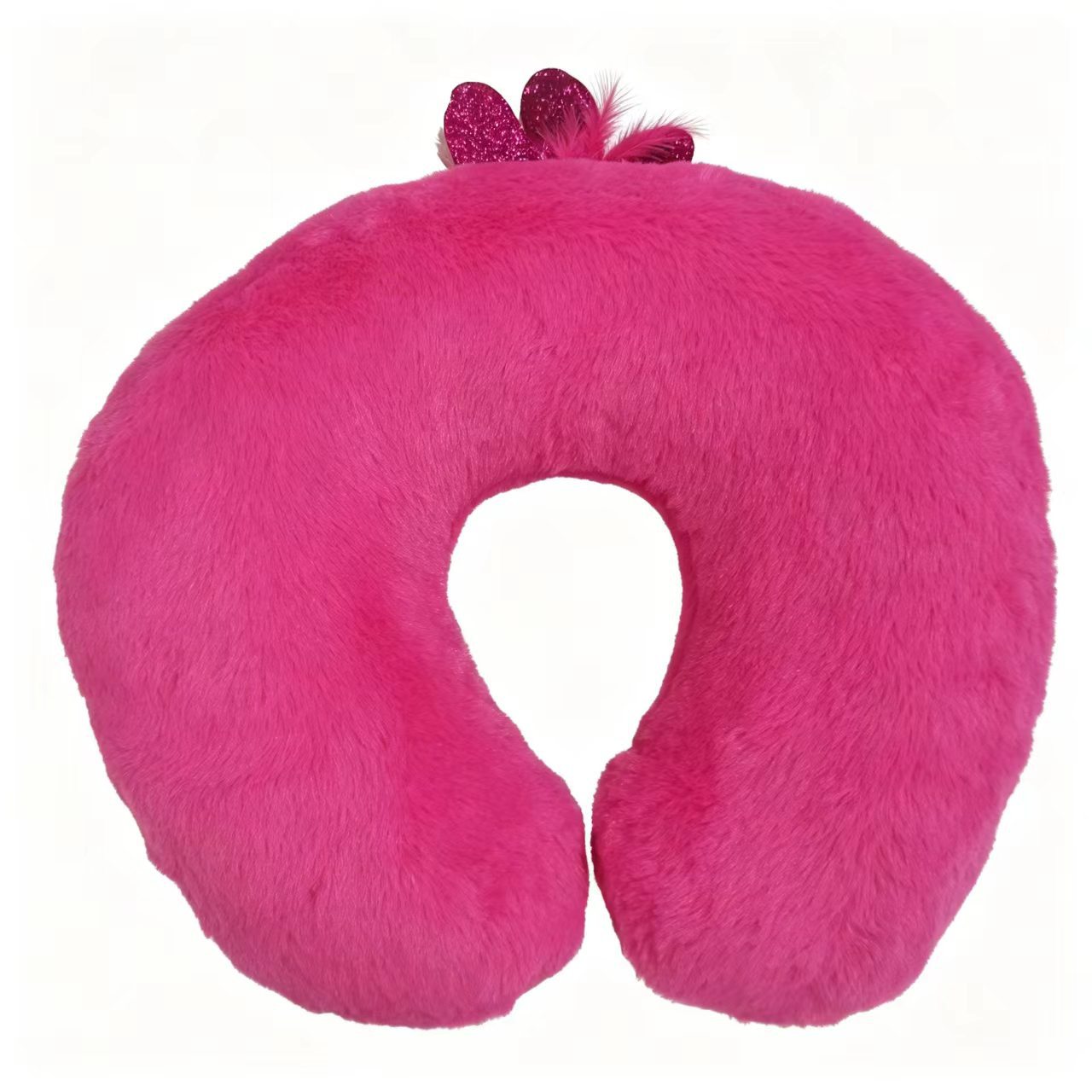 Cute Hot  Flamingo Plush Travel Neck Pillow, PP Cotton Filled U Shaped Neck Support Cushion, Soft Fluffy Neck Rest For Airplane Car Office Nap photo 2