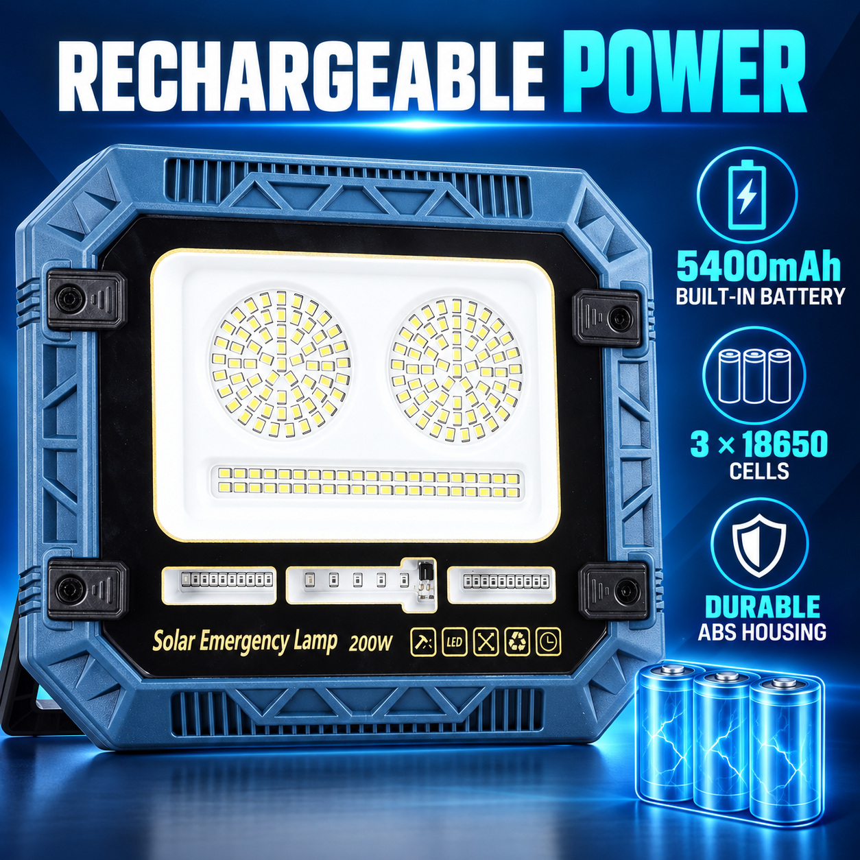 Solar Powered Rechargeable Battery Display 18650 W8115 2 7W LED Flood Light Remote Control Work photo 7