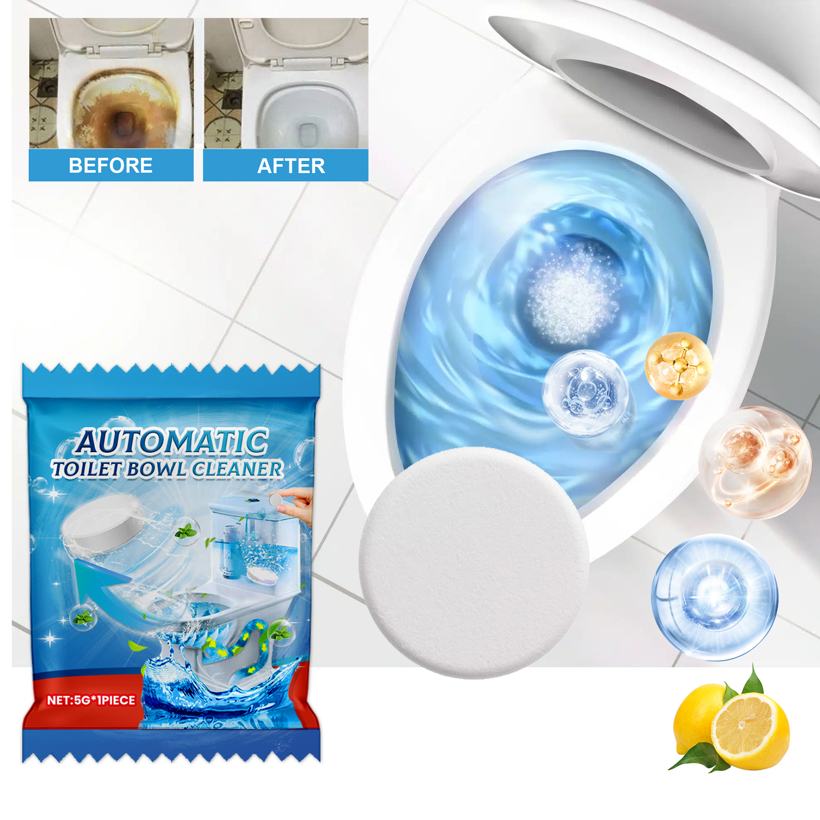Toilet Cleaning Foaming Tablet Single 5gx1pc-bag, Toilet Cleaning Foaming Tablet Effect Deodorizing-Cleaning, White, Including Printed Slice Price 0.12 photo 7