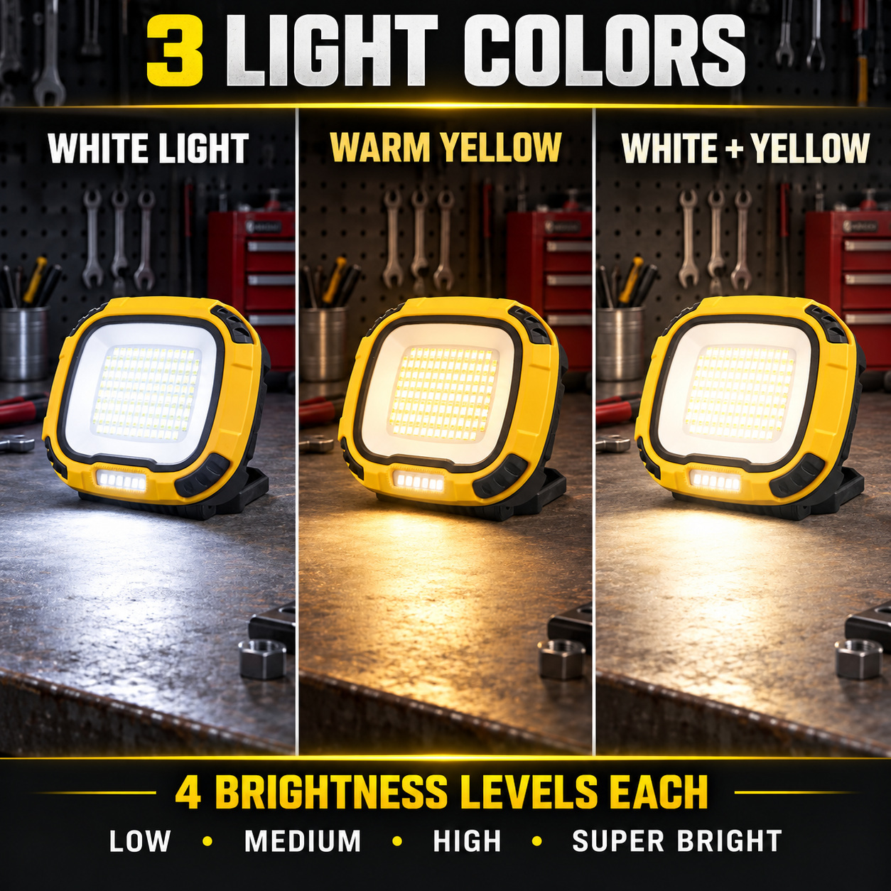 Rechargeable Magnetic Battery Display Type C LED Work Light Base Hanging W892 3 SMD 2835 photo 2