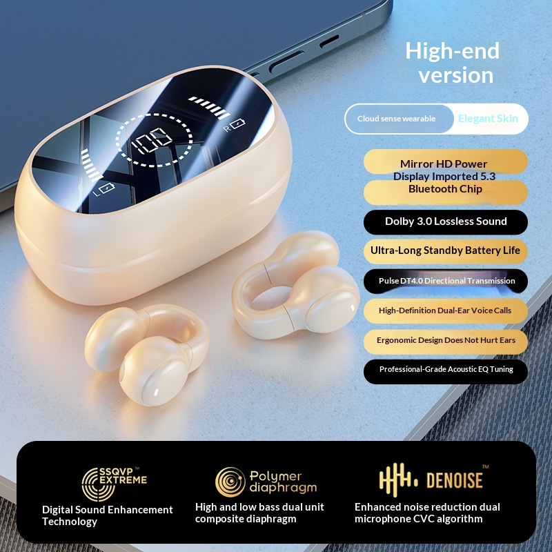M47 Cross Border Explosion Private Ear Clamp Bone Conductive Earphone No In Ear Motion Digital Display Bluetooth Headphones Wholesale photo 8