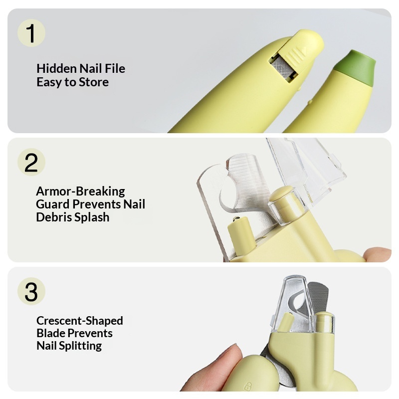 Banana Pet Nail Clippers Cat Nail Clippers Dog Nail Clippers With Light Anti-splash Nail Grinder Cat And Dog Supplies photo 4