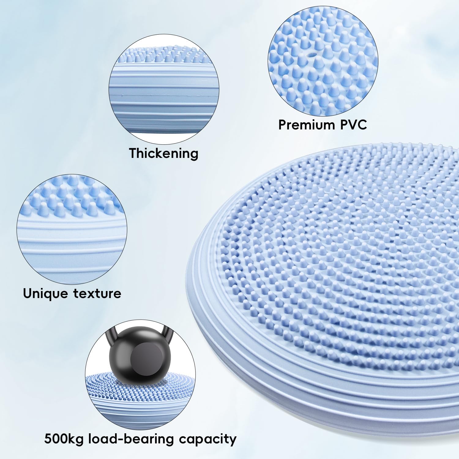 Women's Odorless Wear Resistant PVC Yoga Balance Pad, Inflated Wobble Cushion & Balance Disc With Free Air Pump For Core Strengthening, Posture & Home Fitness photo 8