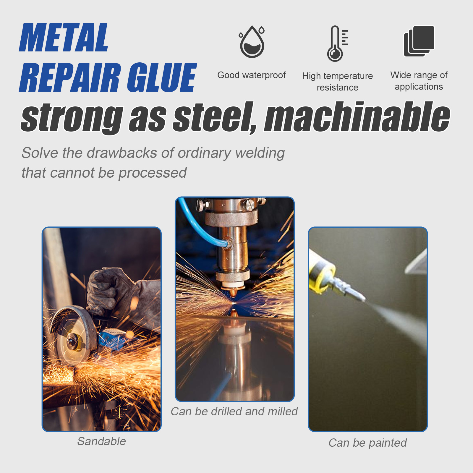 EELHOE Metal Repair Glue, Crack Filling And Leak Plugging Quick Dry Crack High Temperature Welding Metal Repair Agent photo 6