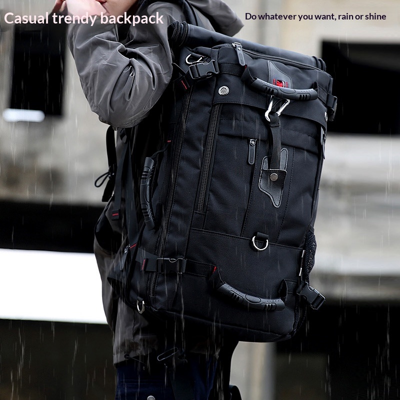 Large Capacity Men's Business Leisure Travel Bag, Multifunctional And Wear-resistant Outdoor Hiking Bag, Business Travel Backpack - Black photo 3