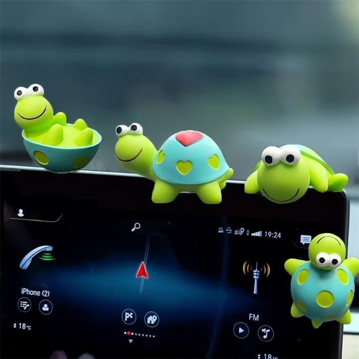 4 Pcs Mini Resin Tortoise Figurines, Cute Car Dashboard Decor  Funny Rearview Mirror Ornaments, Fairy Garden Landscape Decor, Unique Gift For Pet Lovers Green Turtle photo 1