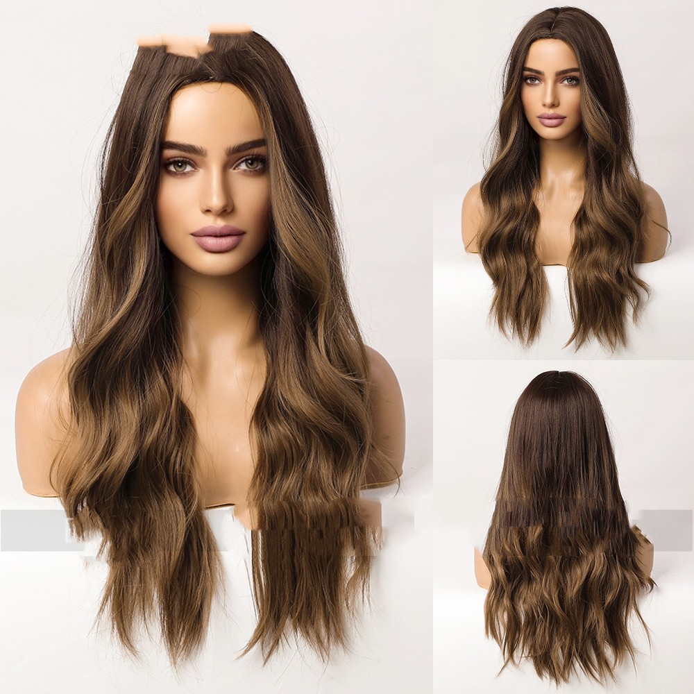Medium Gradient Brown Highlight Wig Female photo 1