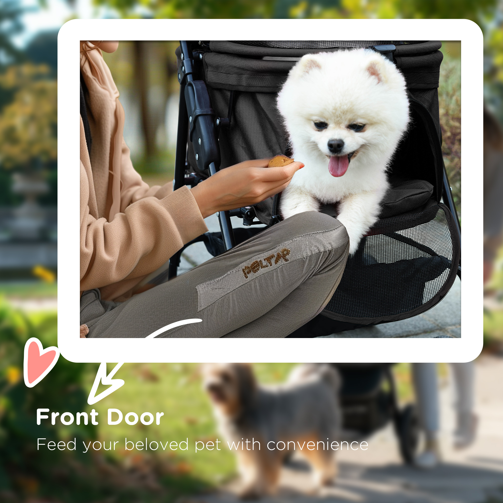 PawHut Dog Pram Dog Stroller Foldable Pet Pushchair With 4 Wheels, Safety Leashes, Cup Holder For Small Dogs, Black photo 8