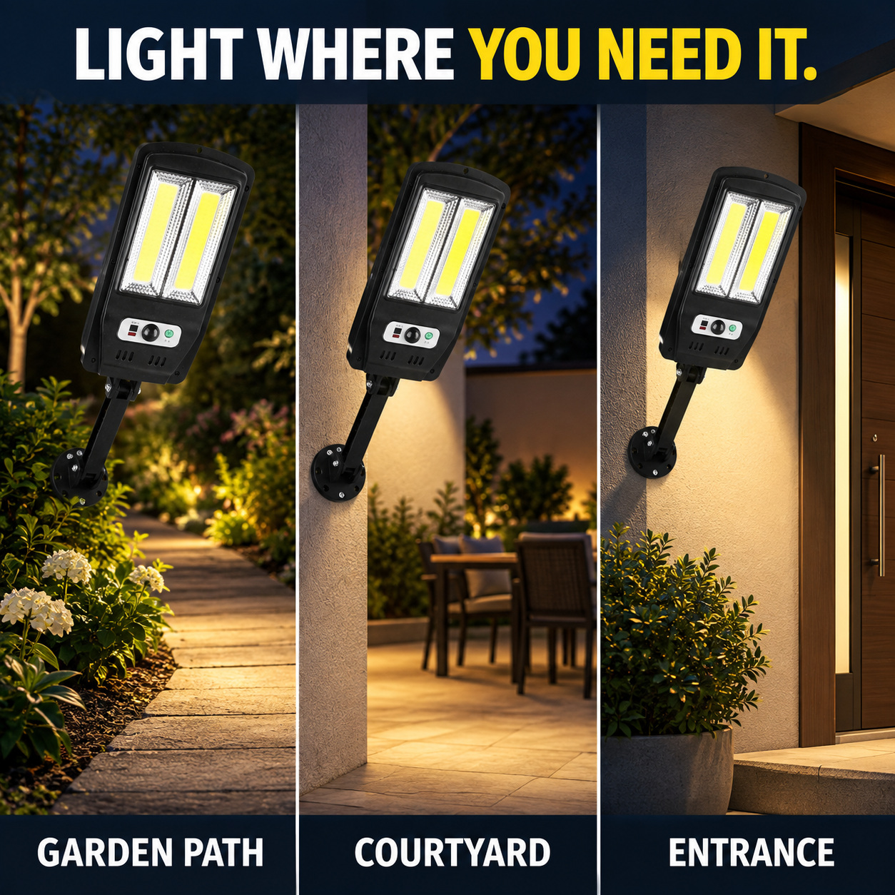 Solar Powered Rechargeable Motion Sensor Waterproof LED Work Light 20W 1500mAh For W756 2 Hour photo 7