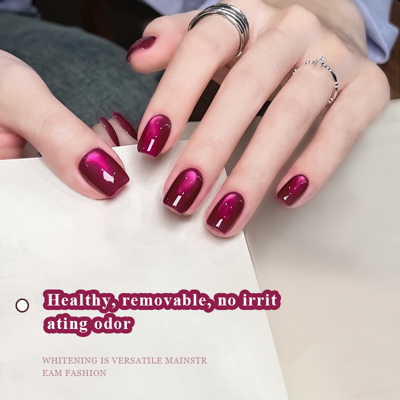 Ms Rainbow Starry Series01 Cat Eye Gel Polish, 10Ml Burgundy Magenta Magnetic Nail Gel, LED Soak Off Manicure Gel For Salon And Nail Art photo 6
