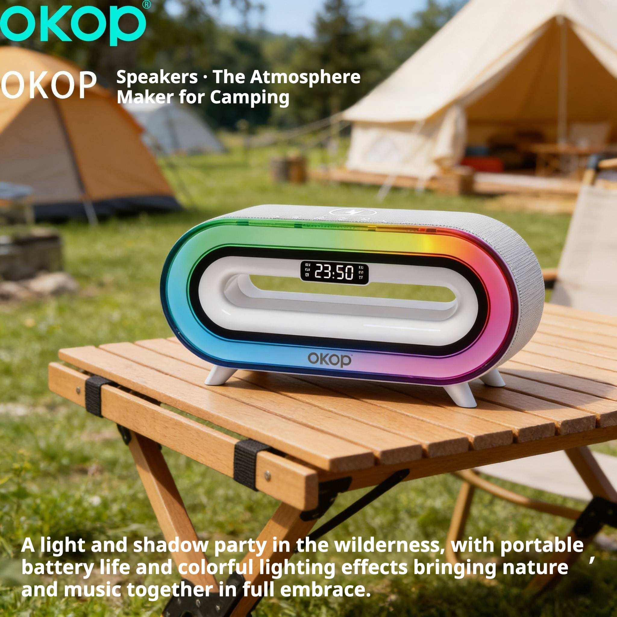 KP-576 Best-selling Wireless Bluetooth Speaker With Alarm Clock Phone Wireless Charging Suitable For Bedside Or Outdoor Use In-Stock photo 5