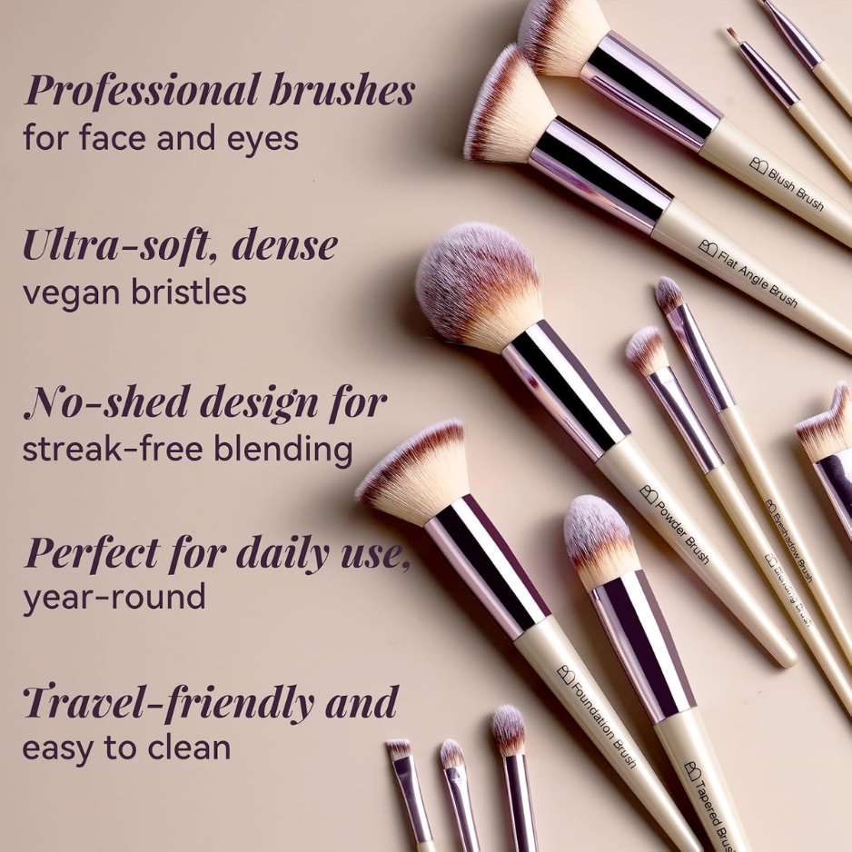 18PCS Professional Makeup Brush Set, Foundation, Powder, Concealer, Eyeshadow & Blush Brushes With Black Storage Case photo 4