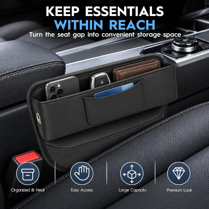 Car Seat Gap Filler Organizer Car Console Leather Storage Box Men Car Interior Accessories,Car Front Seat Storage For Holding Sunglasses Phone Ticket Card,SUV Truck Necessities photo 4