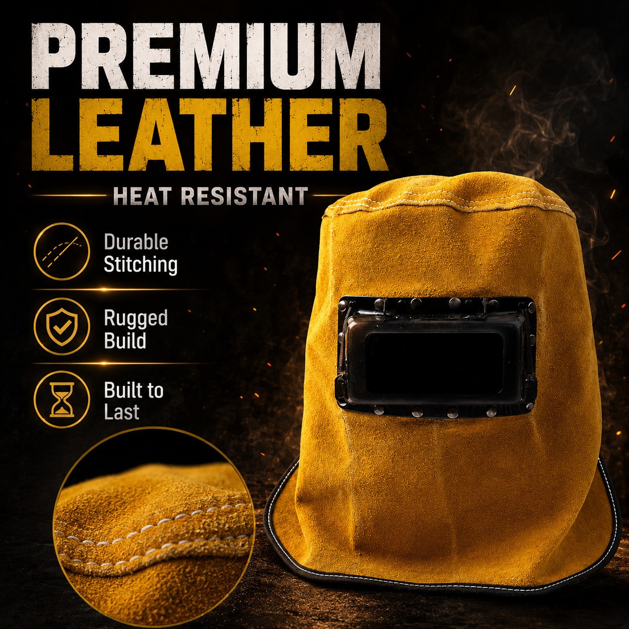 Welding Mask Helmet With Lens Leather Hood Sweat Absorbent Welder Work Hat Gear photo 6