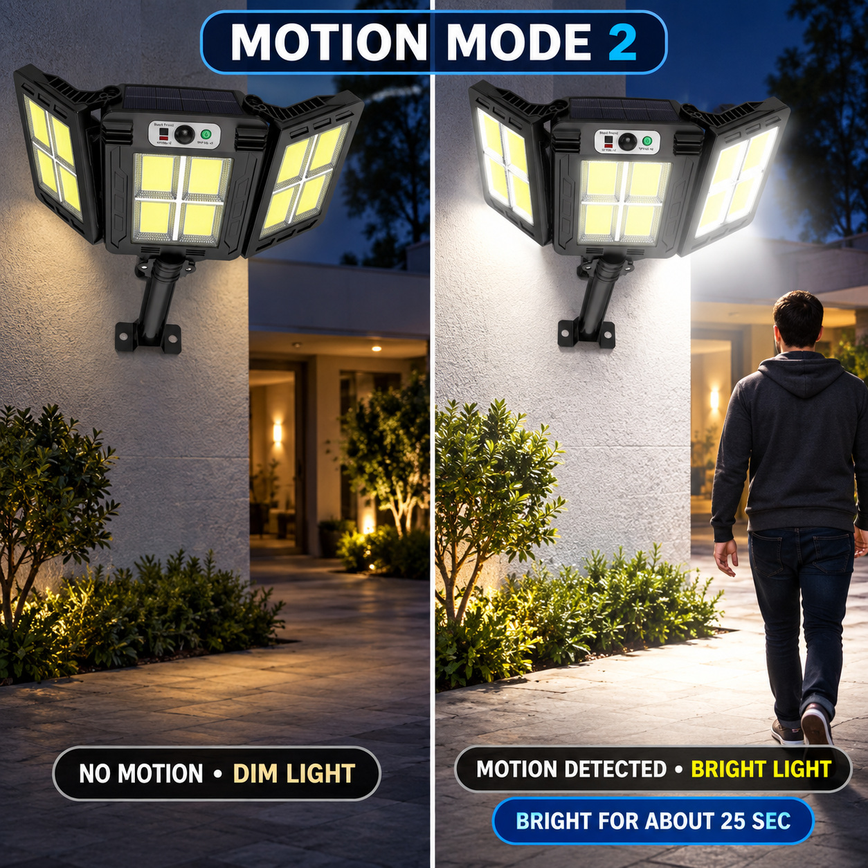 Solar Powered Rechargeable Motion Sensor COB LED Work Light 3000mAh For Auto W786 4 Battery photo 5