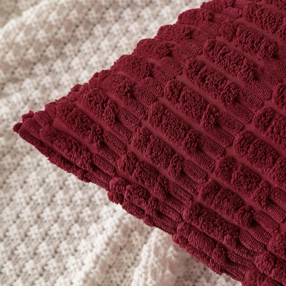 Christmas Corduroy Decorative Throw Pillow Covers 18x18 Burgundy photo 2