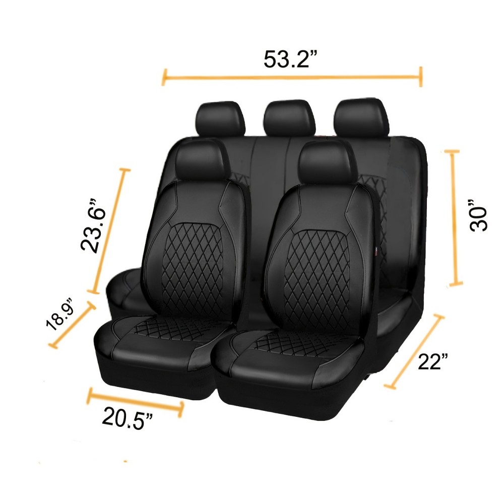 5-Seat Car Seat Cover, Single-Stitch Diamond Pattern, Quilted And Embroidered, Synthetic Leather, PVC Leather, Exported To Europe And America photo 6
