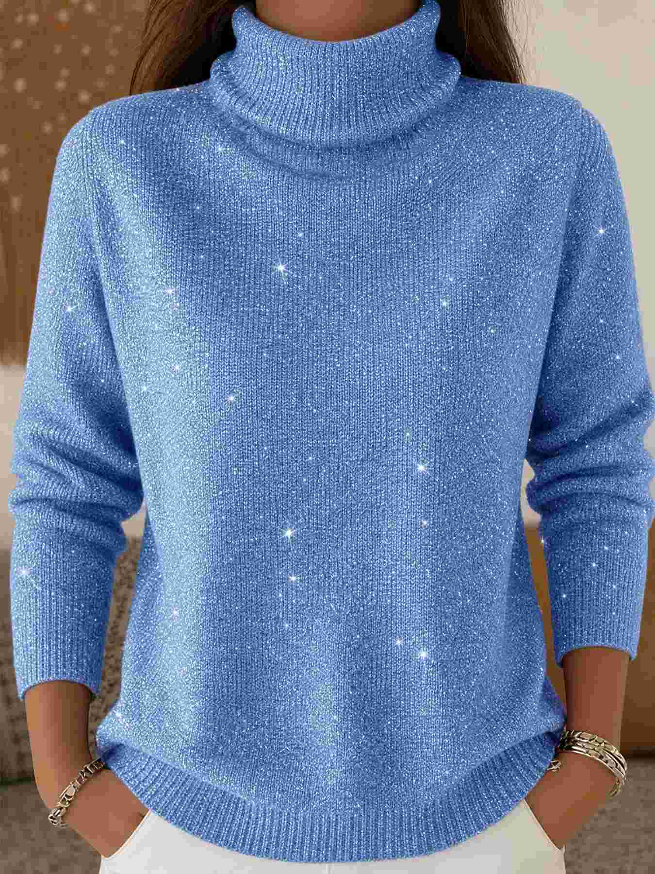 Women's High-neck Long-sleeve Casual Top Sweate photo 6