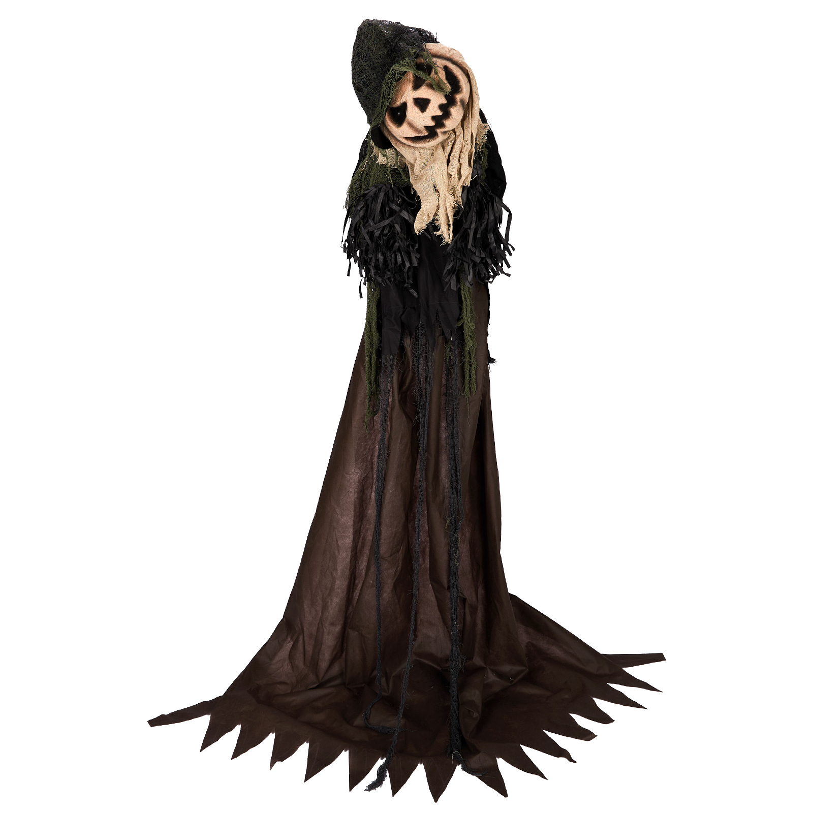 5.7ft Halloween Decorations Outdoor Life Size Animatronics Wizard With Pumpkin Face,Sound-Actived Party Decor With Creepy Sound ,Scary Haunted House Props For Garden Yard Lawn photo 2