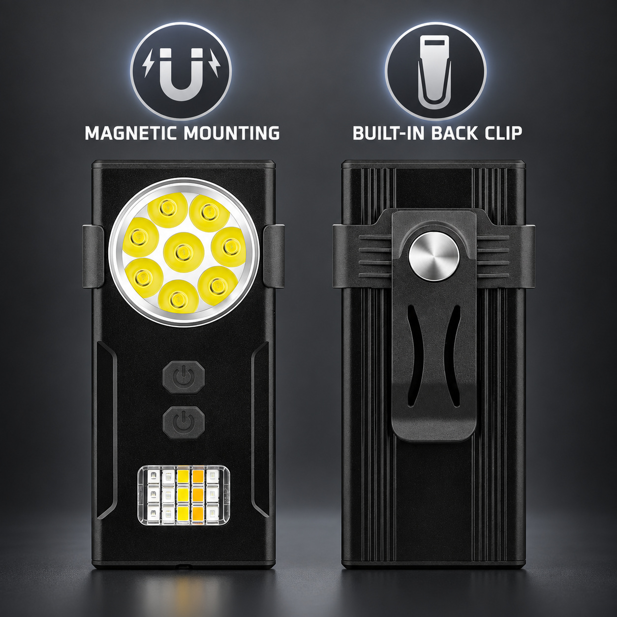 Rechargeable Magnetic Type C LED Work Light Base D85 2000LM Red Blue Warning Camping Lantern photo 6