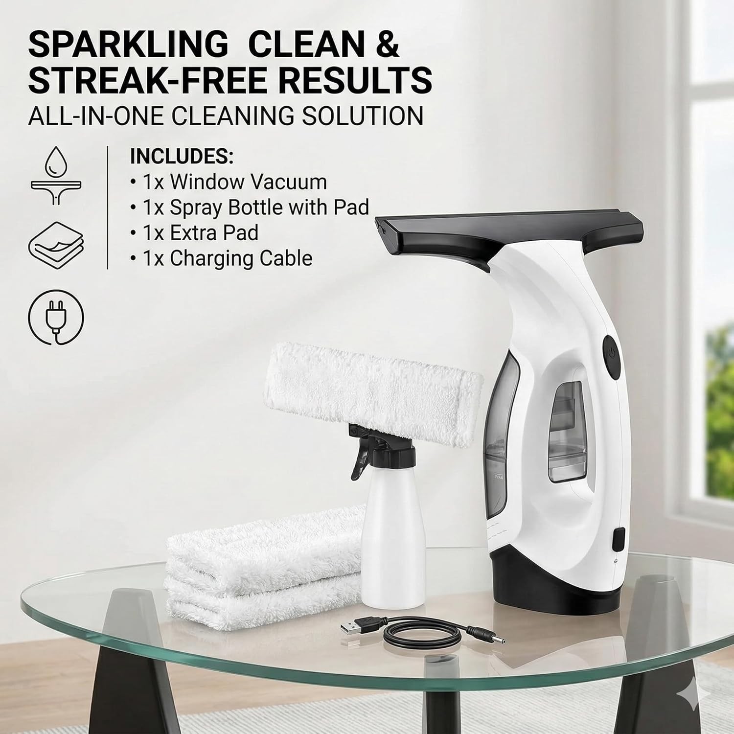 Cordless Window Vac Rechargeable Vacuum Cleaner Compact Electric Window Cleaner photo 2