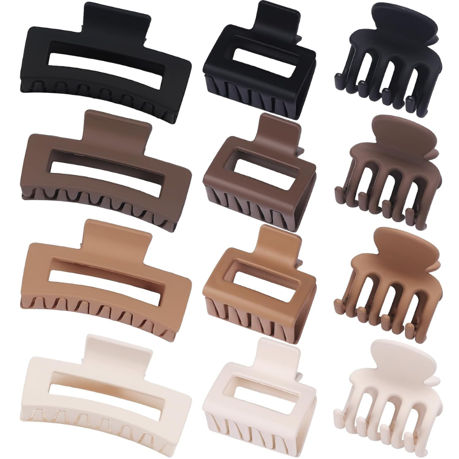 12PCS Hair Claw Clips For Women & Girls, 3 Styles Decorative Hair Clips, Strong Grip Hair Accessories For Daily Styling photo 1