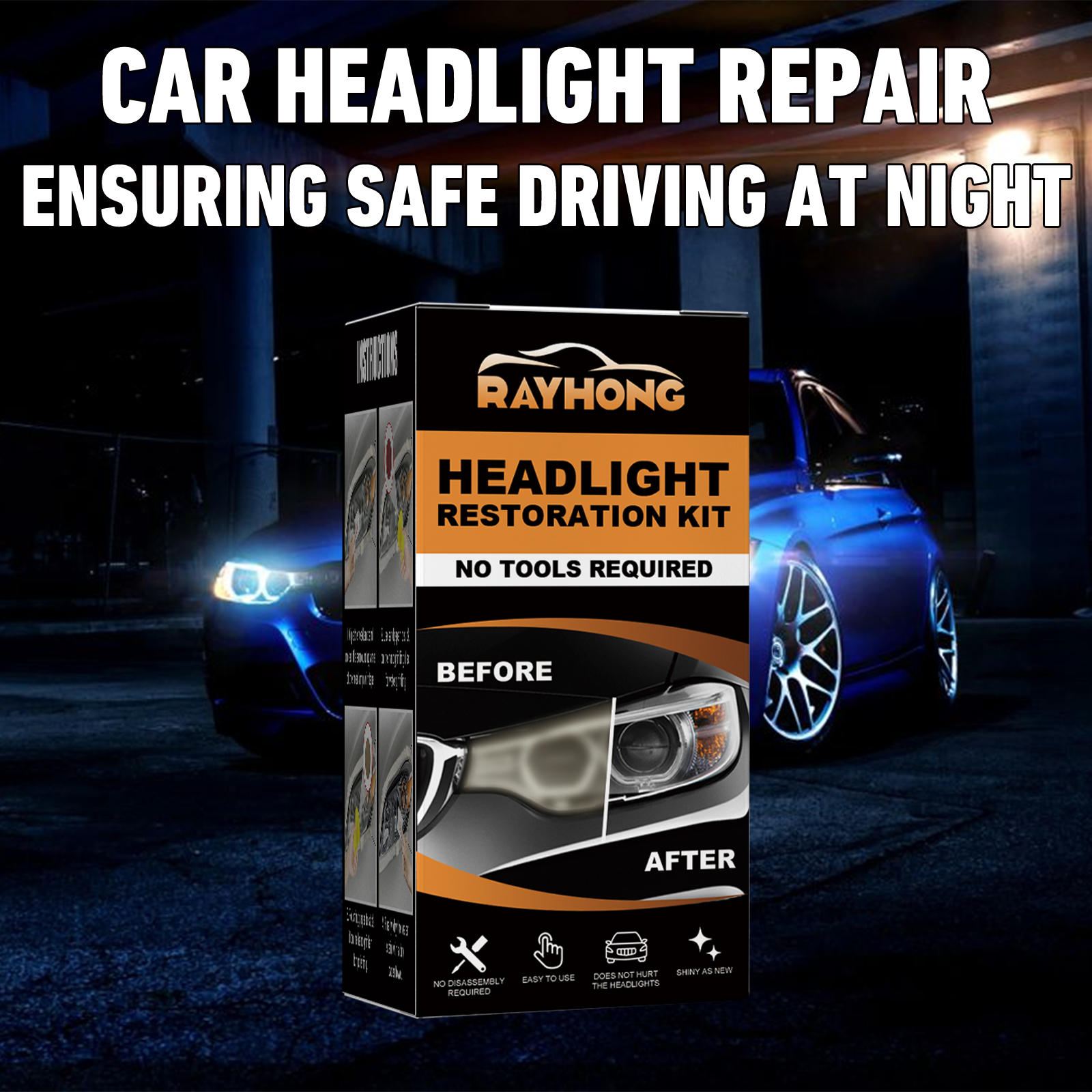 Rayhong Automotive Ceramic Headlight Repair Kit, Repair Scratches Yellow Polishing Headlight Shade Turned New Light photo 7