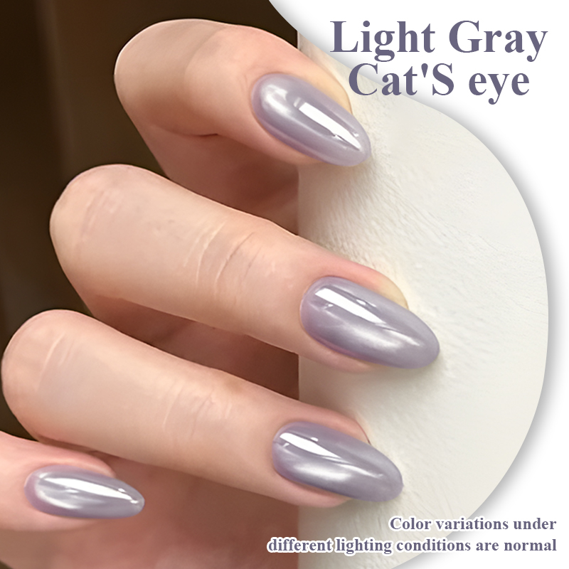 MsRainbow Starry Series Taro Grey Cat Eye Gel Polish 10ml, Milky Nude Magnetic Cat Eye For Nail Gel, Long Lasting LED Soak Off, Glossy Crystal Shimmer, Salon Manicure, Trendy Aesthetic Daily Wear Gift photo 6