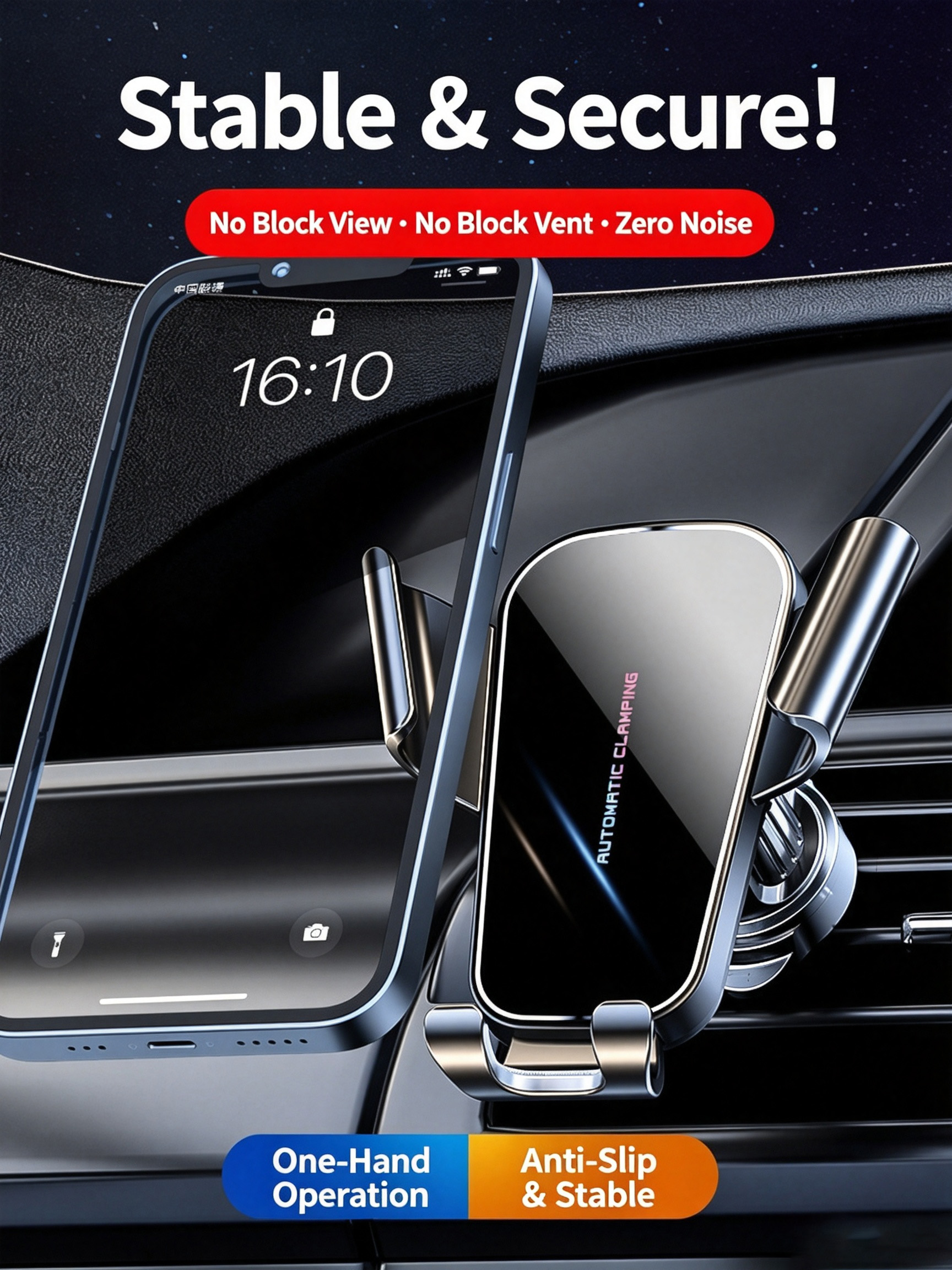 New Car Phone Mount Air Vent Universal Phone Holder Anti Shake Hook Clip Cell Phone Stand For Car Navigation photo 4