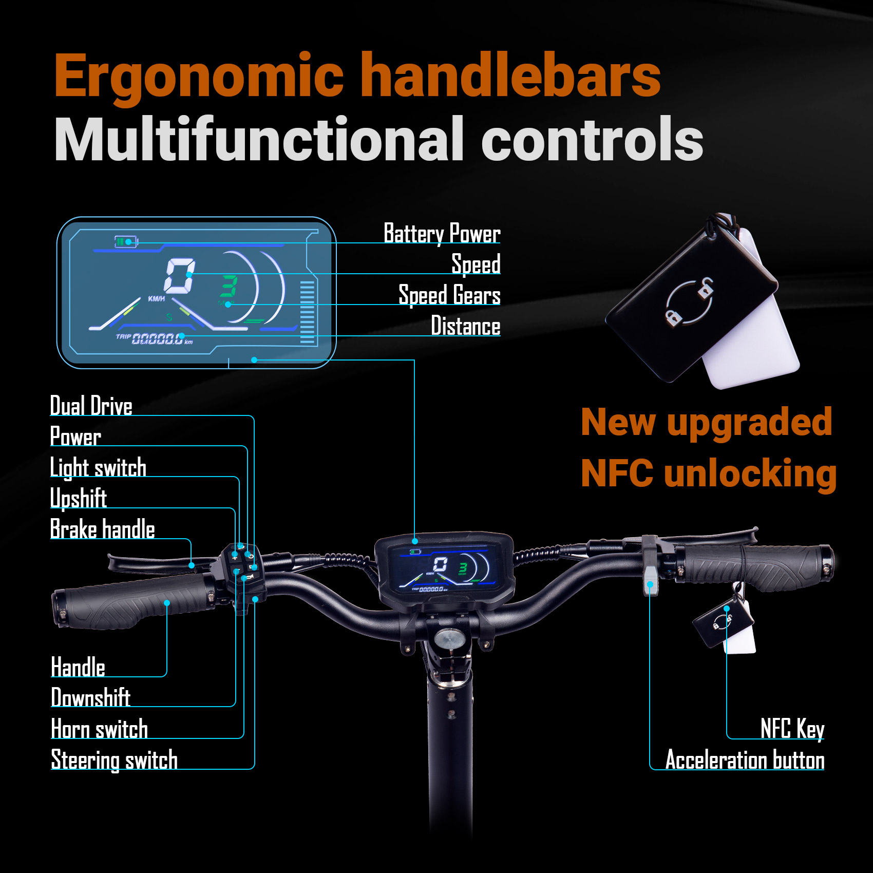 X5 Pro 3000W 60V 40Ah 11 Inches Off Road Eletric Scooter With NFC photo 4