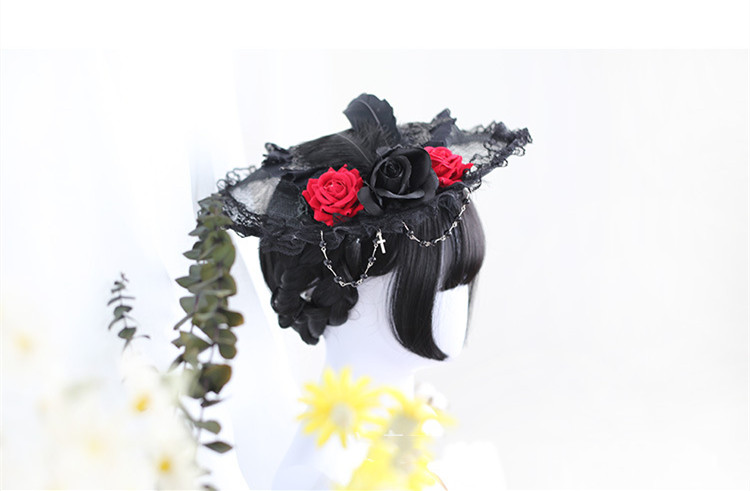 Wig Women's Black Long Straight Net Red Lolita photo 6