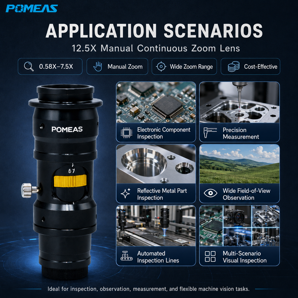12.5X Manual Continuous Zoom Lens 0.58X-7.5X C-Mount Machine Vision Lens For Semiconductor Inspection  LZL-12100No Reviews Yet photo 4