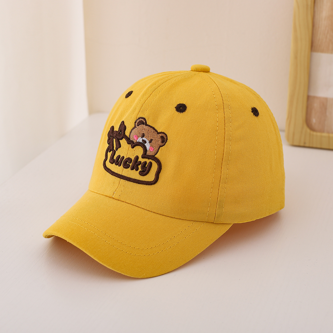 Children's Single-color Cute Little Bear Bow Tie Embroidered Adjustable Simple Casual Baseball Cap Suitable For Travel And Sports photo 6