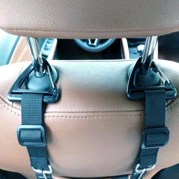Car Purse Hook Double Hooks 2 Pack Stainless Steel Bag Hanger Holder For Car Headrest Glovebox Hanging Handbag Grocery Bags Backpack Coats Hats Front Seat Back Storage Hook Strap photo 2