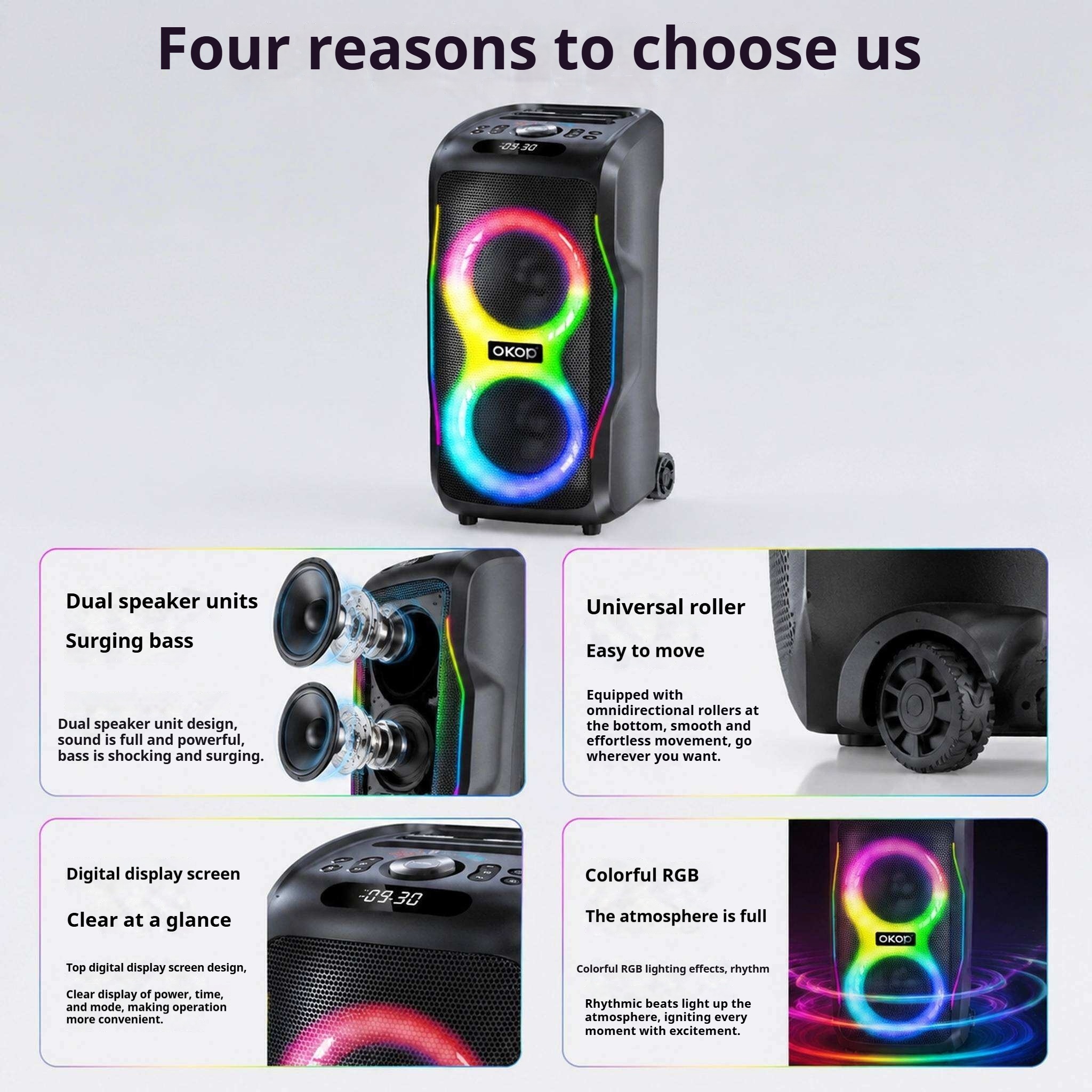 KP-8015 Best-Selling Bluetooth Speaker New High-Power 120W Outdoor Model With Dual Microphones Long Battery Life And Karaoke Functionality In Stock photo 2