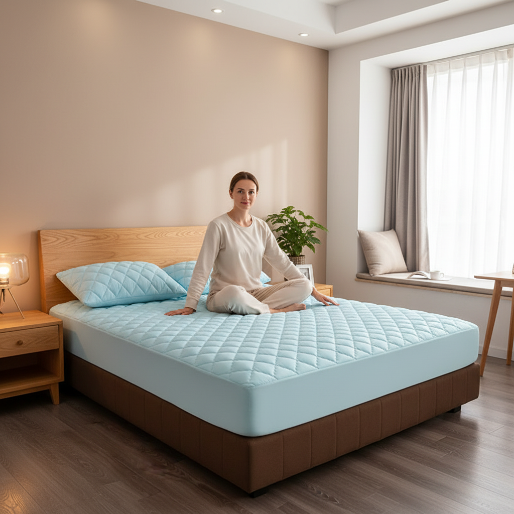 1PC Quilted Mattress Protector Fitted Sheet, Snug Fit Deep Pocket Bed Sheet photo 3