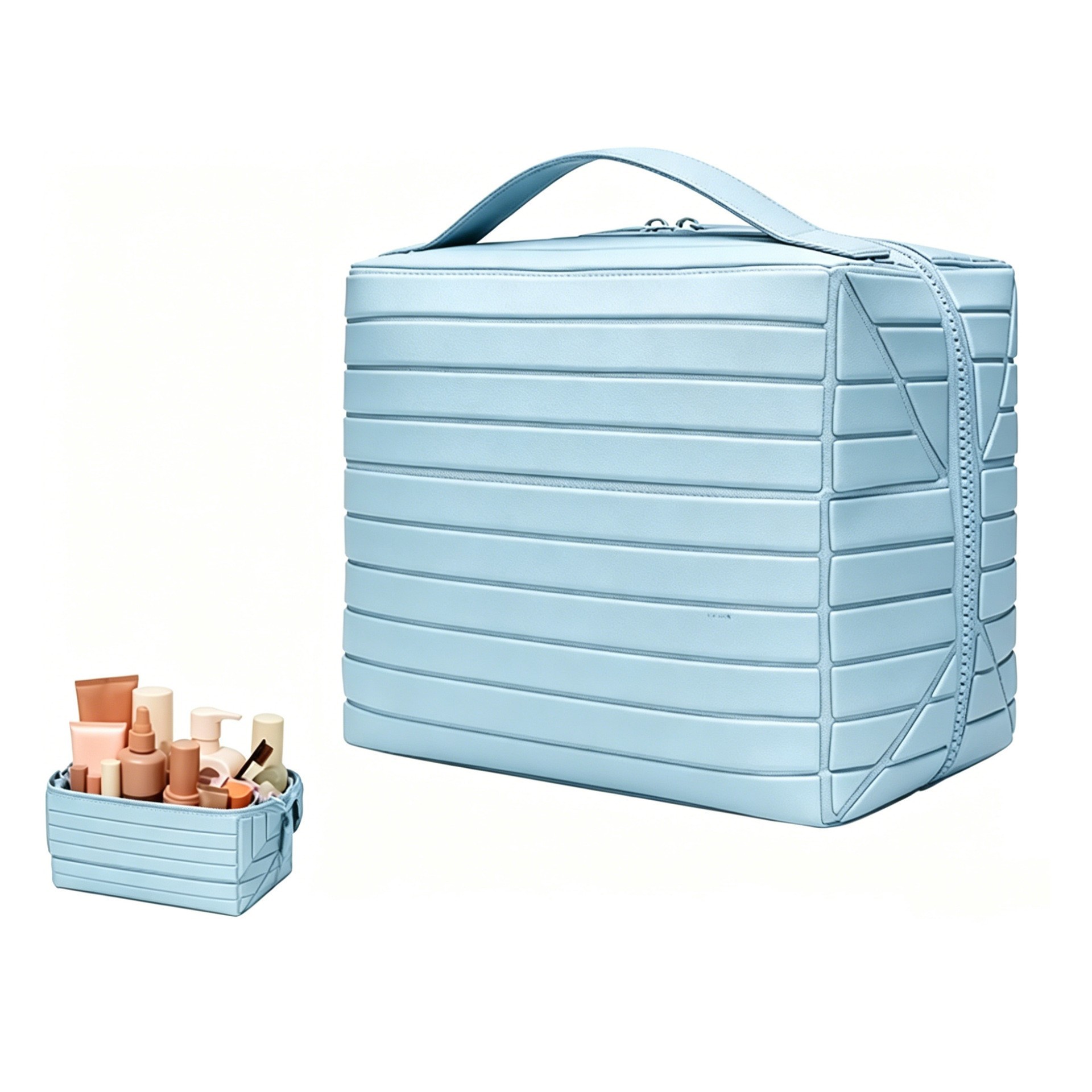 Foldable Standing Makeup Bag With Large Capacity And Multiple Compartments, Portable Toiletry Bag, Travel Skincare Products, Cosmetics Storage Bag photo 1