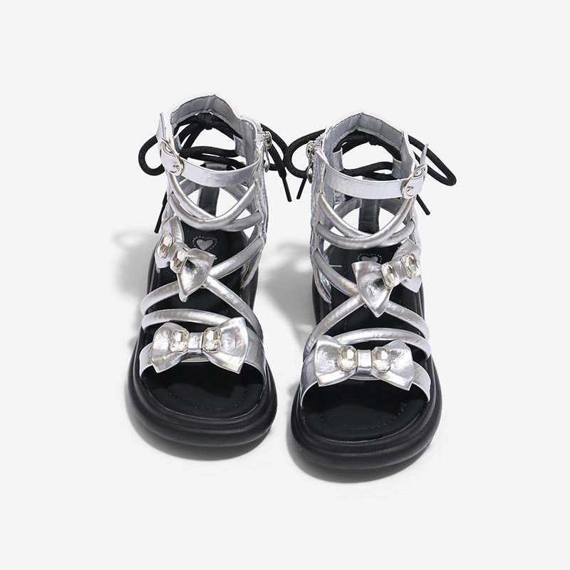 2026 Summer New Girls Roman Sandals, Bow Princess Style Soft Sole Non-slip Kids Roman Boots, Korean Fashion photo 5