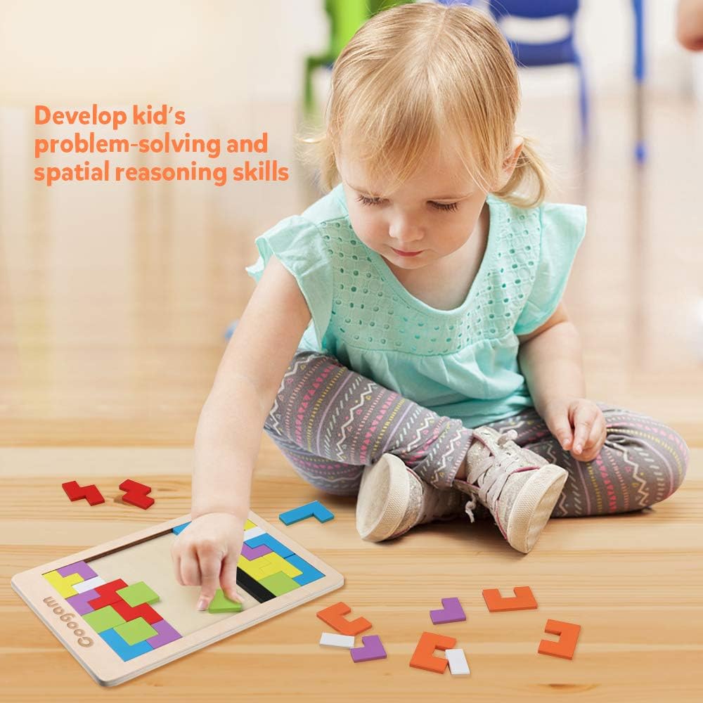 Wooden Puzzle Brain Teaser Toy, Tangram Jigsaw Puzzle Game For Kids And Adults, Creative Logic And Problem Solving Activity photo 3