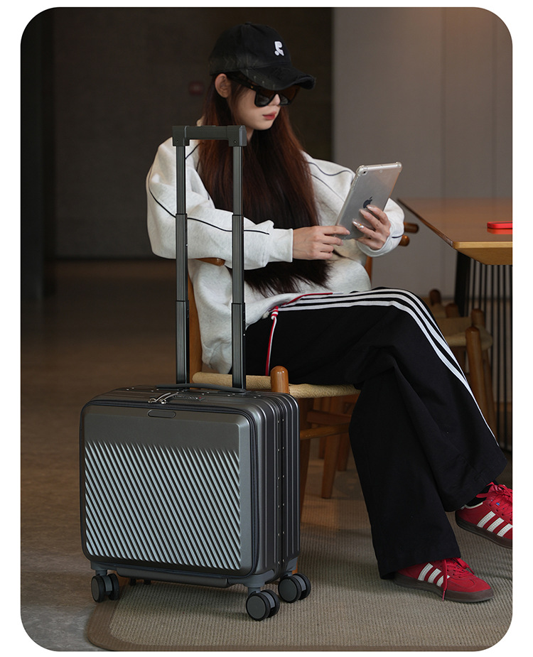 18 Inch Front Open Boarding Case, Contrasting Color Travel Suitcase, 19 Open Box, Leather Suitcase, Multifunctional Suitcase photo 5