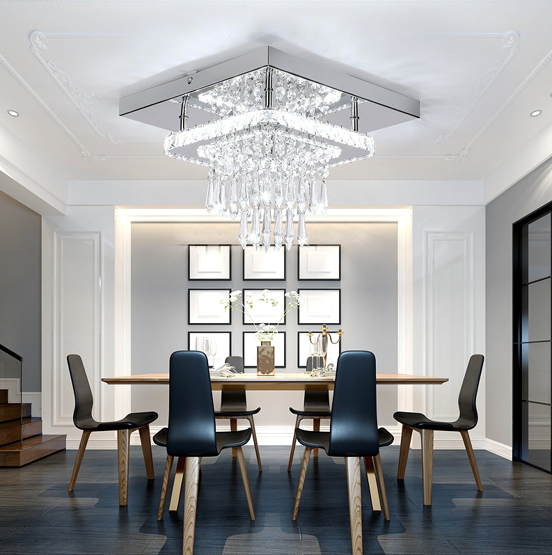 30CM Modern LED Crystal Ceiling Light Square Minimalist Lamp Living Room Bedroom photo 3
