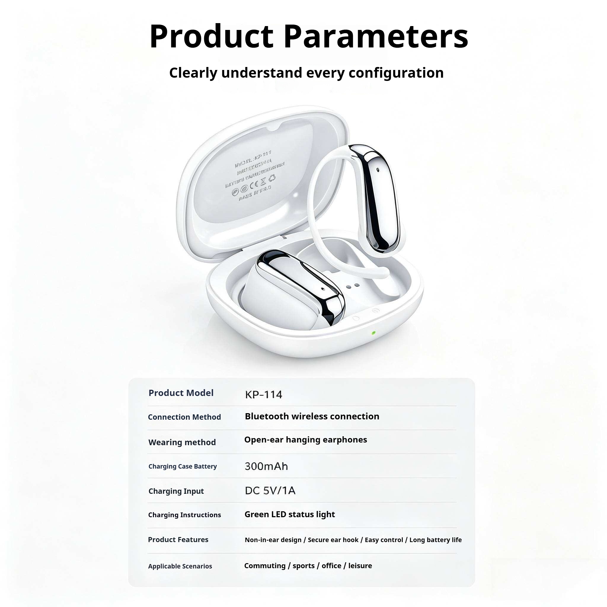 KP-114 Best-selling Wireless Bluetooth Ear-hook Headphones High-Quality Audio, Low Latency For Music Gaming Factory Stock Available photo 6