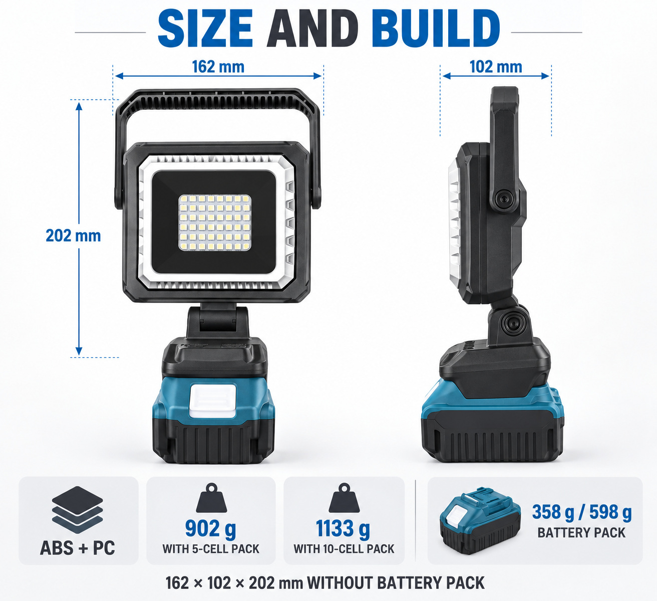 Rechargeable Type C 18650 W8128 7 Wholesale Supply RGB Lighting LED Flood Light 6500mAh Battery photo 7